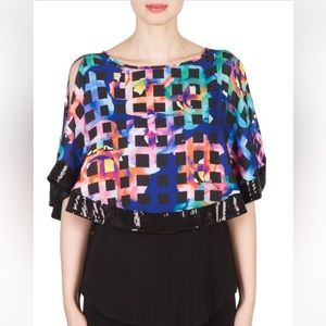 Joseph Ribkoff Colorful Checkered Blouse